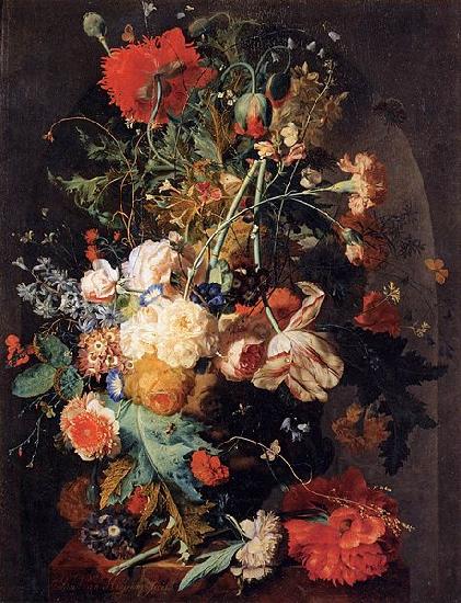 Jan van Huijsum Vase of Flowers in a Niche